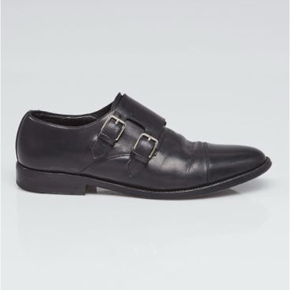 SAINT LAURENT Dylan Double-Monk Oxford Flats (black leather, size 38) - Picture 3 of 4